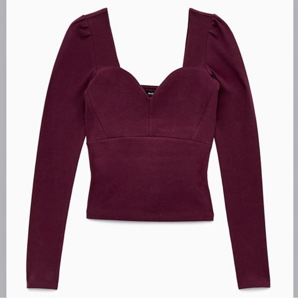 ARITZIA Talula SWEETHEART LONG SLEEVE TOP in Cardamom, Large, Preowned